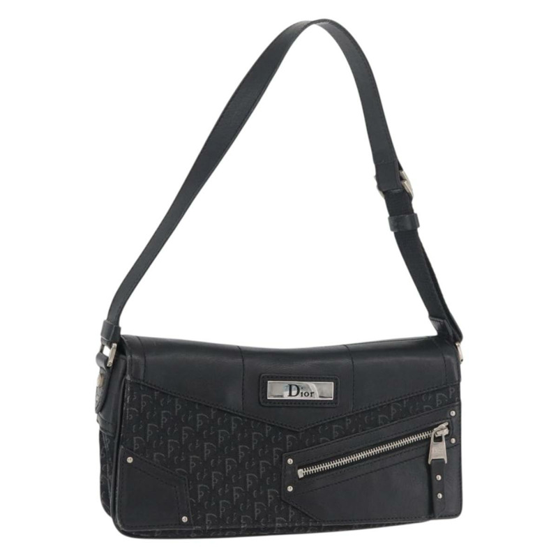 【日本直送】Christian Dior Trotter帆布肩背包 黑色 銀色 正品 176057A-0
