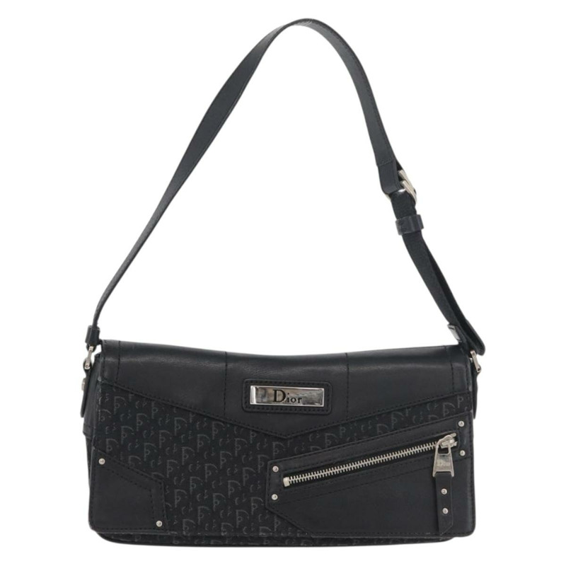 【日本直送】Christian Dior Trotter帆布肩背包 黑色 銀色 正品 176057A-12