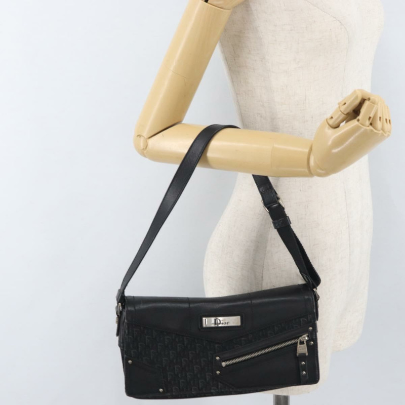 【日本直送】Christian Dior Trotter帆布肩背包 黑色 銀色 正品 176057A-23