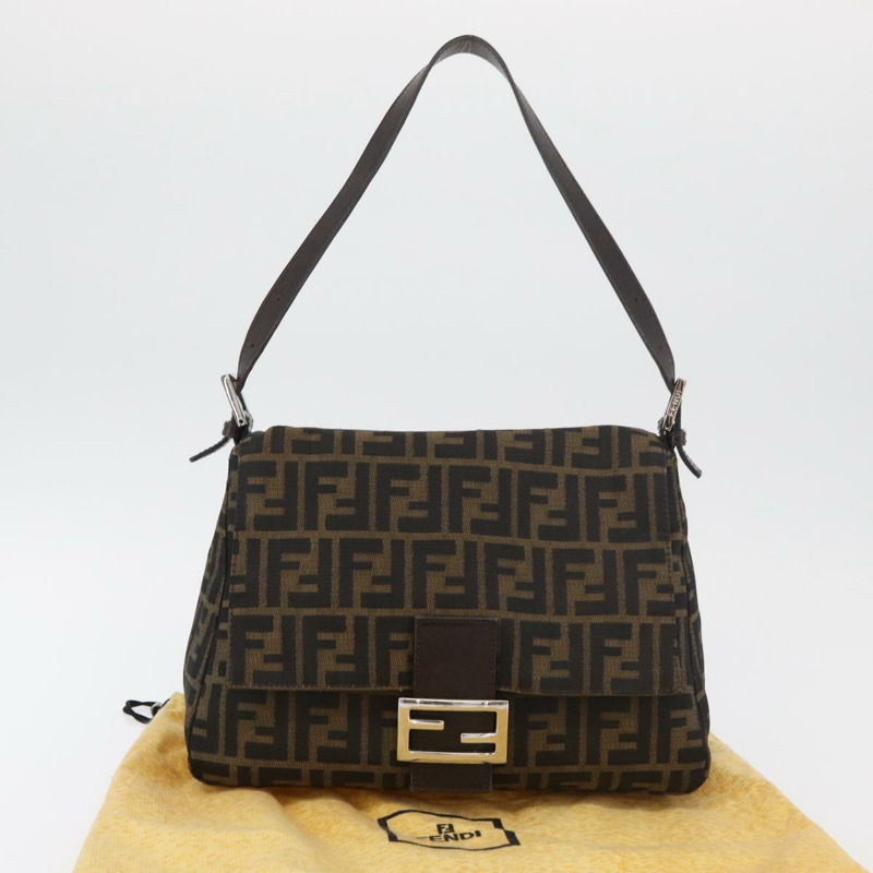 【日本直送】FENDI Zucca帆布Mamma Baguette單肩包 棕色/黑色 正品 176565SAV-11