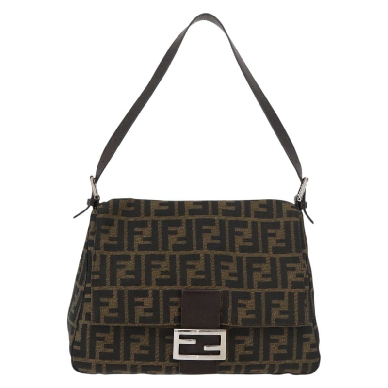 【日本直送】FENDI Zucca帆布Mamma Baguette單肩包 棕色/黑色 正品 176565SAV-12
