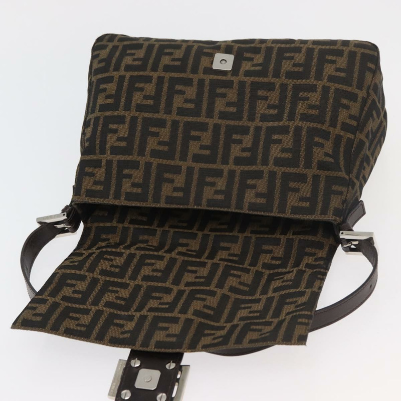 【日本直送】FENDI Zucca帆布Mamma Baguette單肩包 棕色/黑色 正品 176565SAV-19