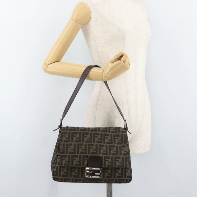【日本直送】FENDI Zucca帆布Mamma Baguette單肩包 棕色/黑色 正品 176565SAV-25