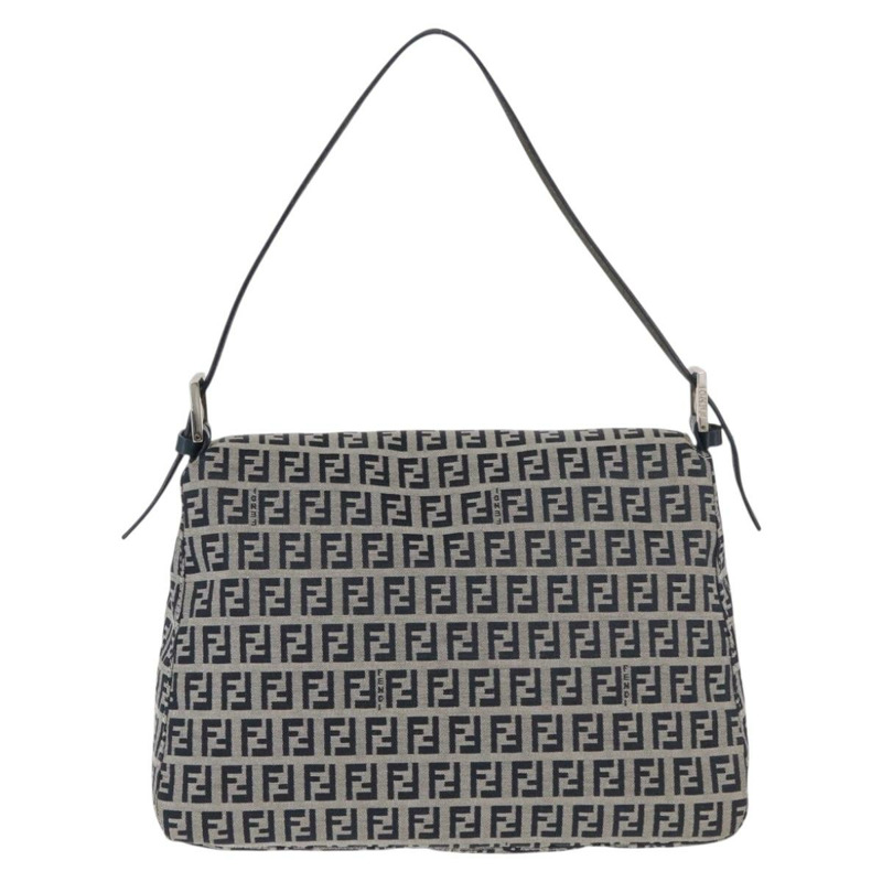 【日本直送】FENDI Zucchino 帆布 Mamma Baguette 單肩包 海軍藍 銀色 正品 176566V-1