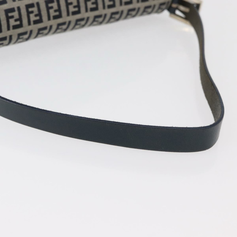 【日本直送】FENDI Zucchino 帆布 Mamma Baguette 單肩包 海軍藍 銀色 正品 176566V-7