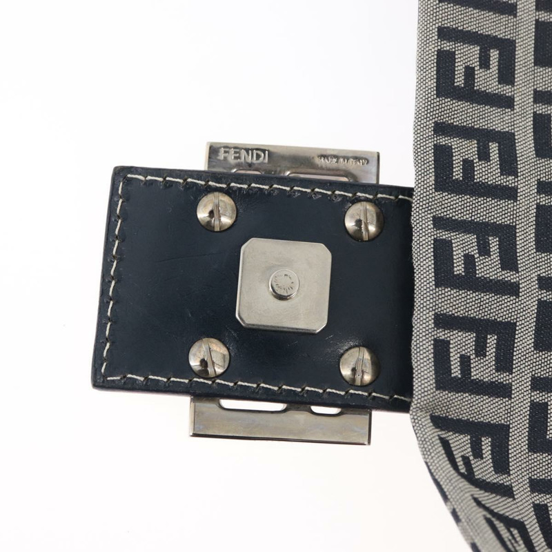 【日本直送】FENDI Zucchino 帆布 Mamma Baguette 單肩包 海軍藍 銀色 正品 176566V-8