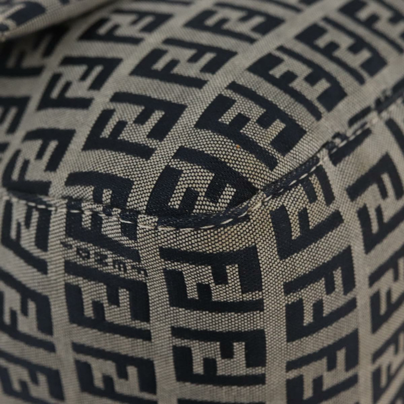 【日本直送】FENDI Zucchino 帆布 Mamma Baguette 單肩包 海軍藍 銀色 正品 176566V-14