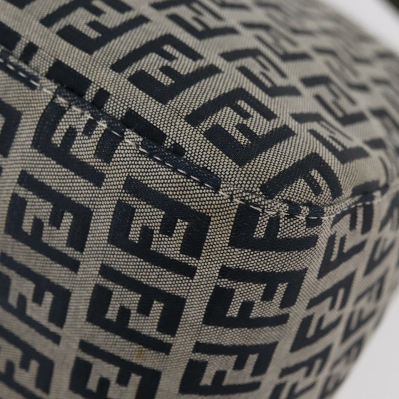 【日本直送】FENDI Zucchino 帆布 Mamma Baguette 單肩包 海軍藍 銀色 正品 176566V-17