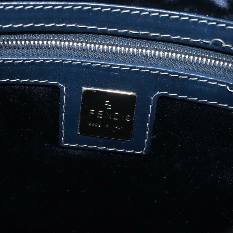 【日本直送】FENDI Zucchino 帆布 Mamma Baguette 單肩包 海軍藍 銀色 正品 176566V-21