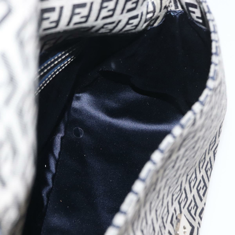 【日本直送】FENDI Zucchino 帆布 Mamma Baguette 單肩包 海軍藍 銀色 正品 176566V-23