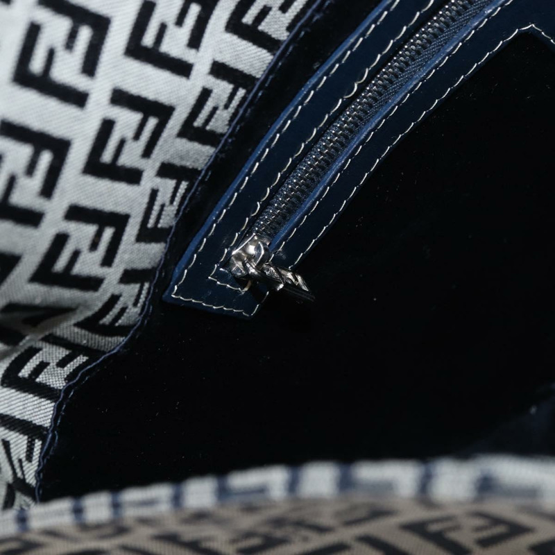 【日本直送】FENDI Zucchino 帆布 Mamma Baguette 單肩包 海軍藍 銀色 正品 176566V-24
