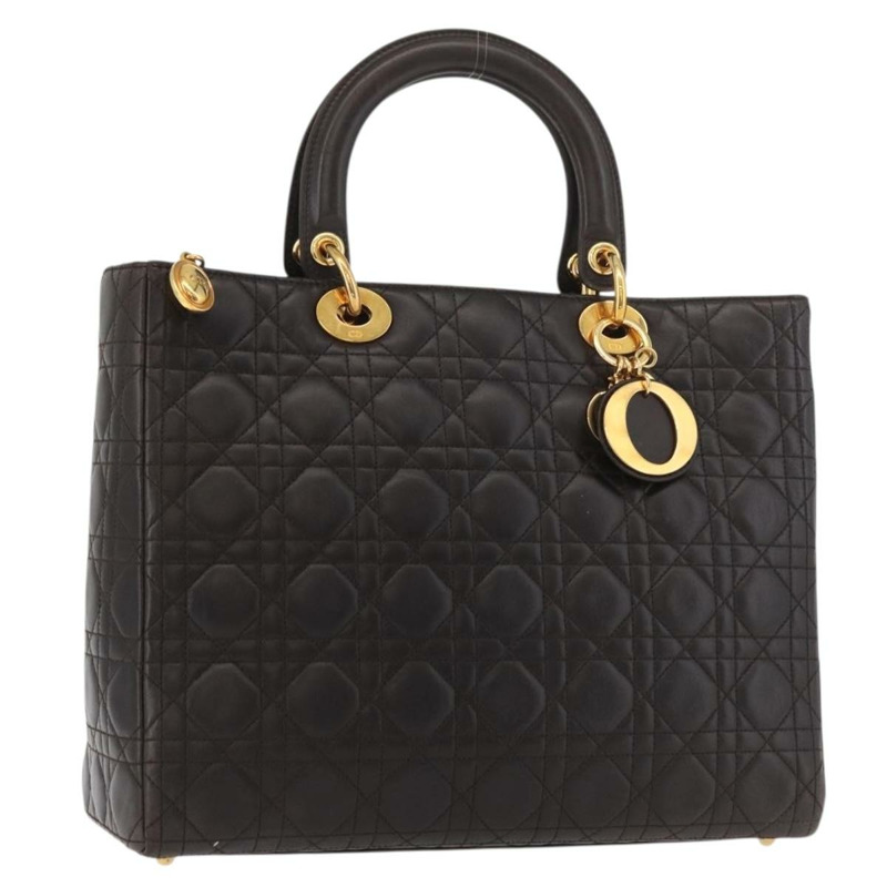【日本直送】Christian Dior Canage 手提包，羊皮材質，棕色，金色，正品，貨號 176393SAV-0