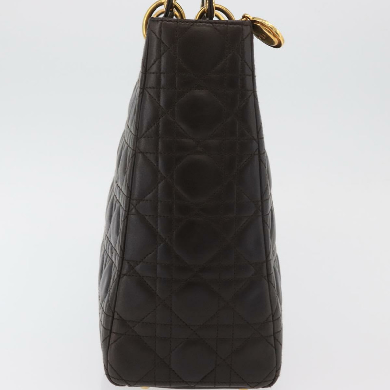 【日本直送】Christian Dior Canage 手提包，羊皮材質，棕色，金色，正品，貨號 176393SAV-3