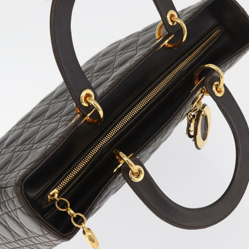 【日本直送】Christian Dior Canage 手提包，羊皮材質，棕色，金色，正品，貨號 176393SAV-5