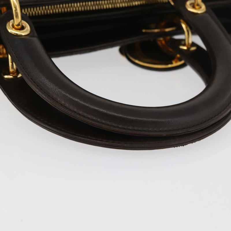 【日本直送】Christian Dior Canage 手提包，羊皮材質，棕色，金色，正品，貨號 176393SAV-6