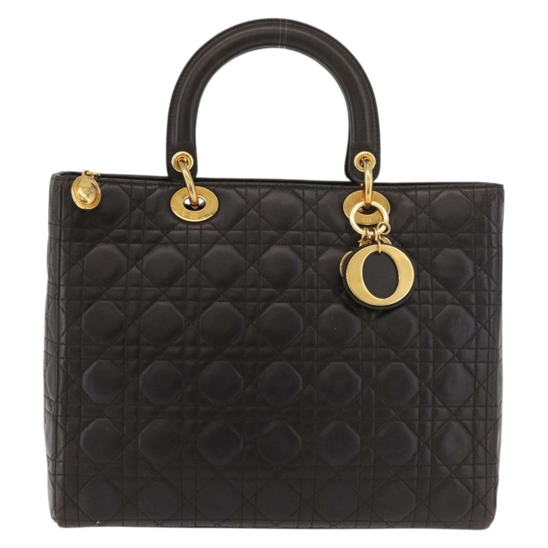 【日本直送】Christian Dior Canage 手提包，羊皮材質，棕色，金色，正品，貨號 176393SAV-12