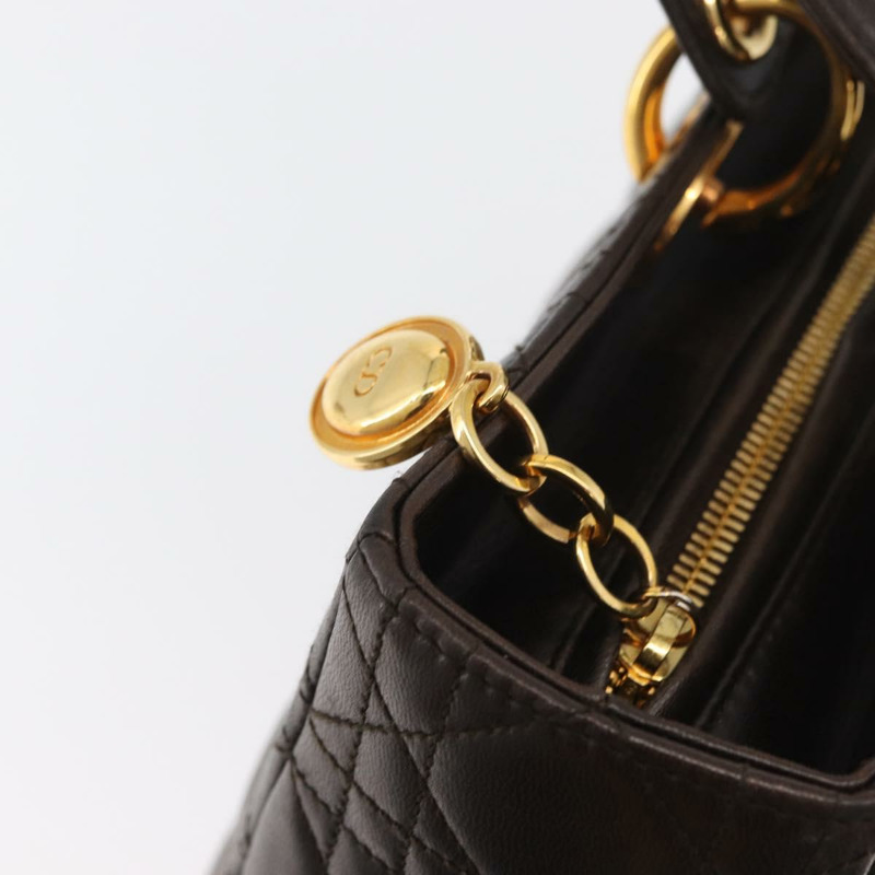 【日本直送】Christian Dior Canage 手提包，羊皮材質，棕色，金色，正品，貨號 176393SAV-17