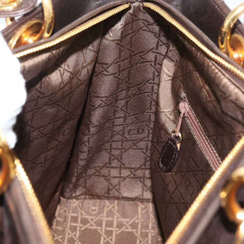 【日本直送】Christian Dior Canage 手提包，羊皮材質，棕色，金色，正品，貨號 176393SAV-20
