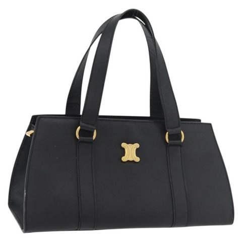 CELINE Triomphe 手提包，黑色金色皮革，正品 mr2394A