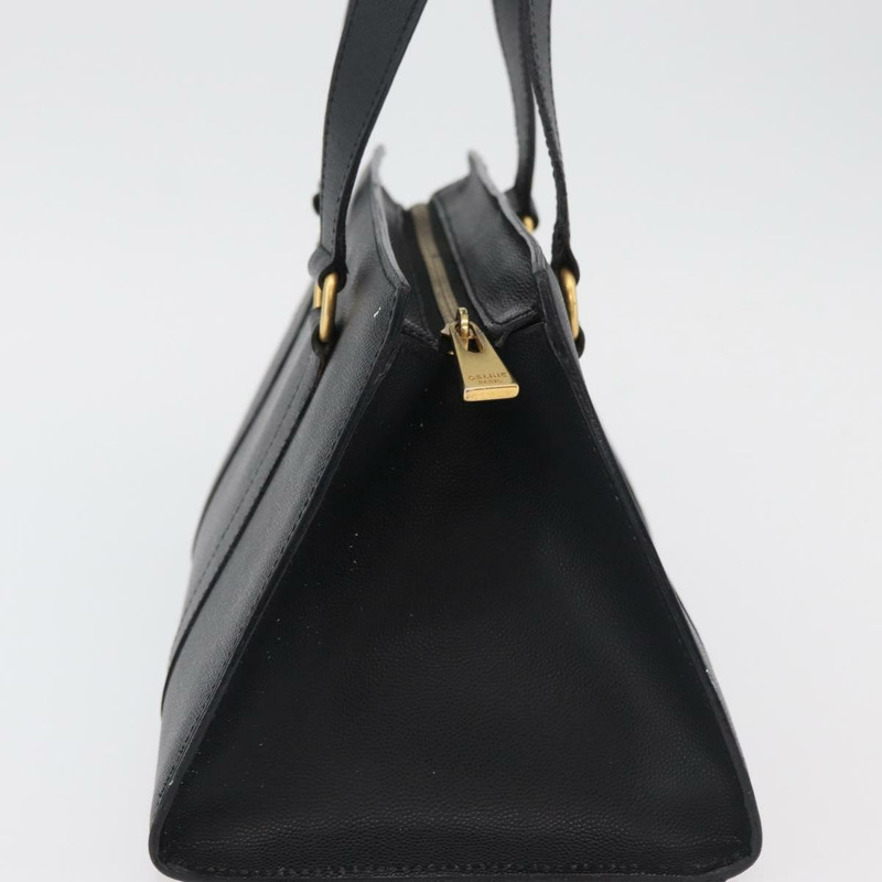 【日本直送】CELINE Triomphe 手提包，黑色金色皮革，正品 mr2394A-3