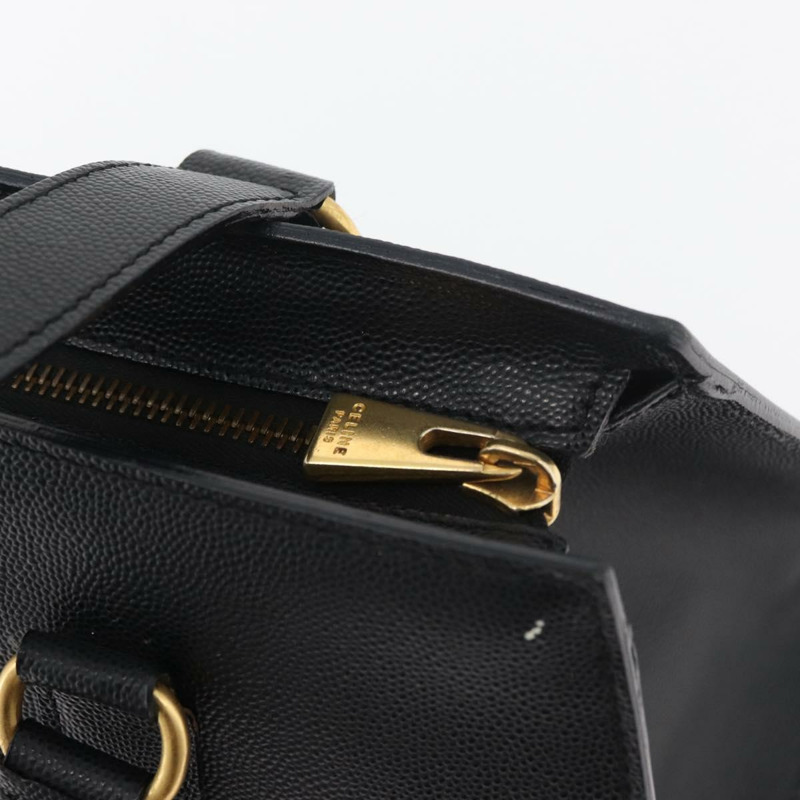 【日本直送】CELINE Triomphe 手提包，黑色金色皮革，正品 mr2394A-7