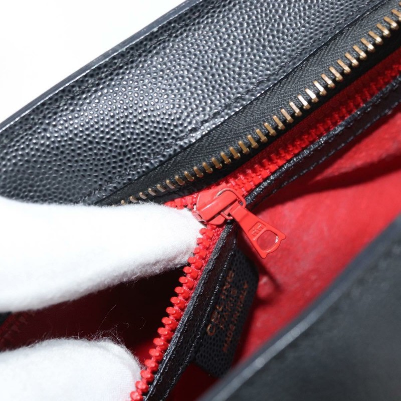 【日本直送】CELINE Triomphe 手提包，黑色金色皮革，正品 mr2394A-9