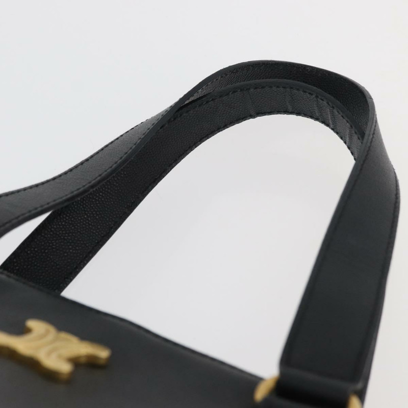 【日本直送】CELINE Triomphe 手提包，黑色金色皮革，正品 mr2394A-13