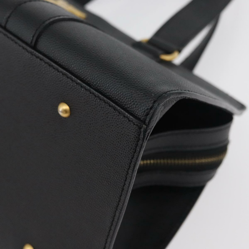 【日本直送】CELINE Triomphe 手提包，黑色金色皮革，正品 mr2394A-15