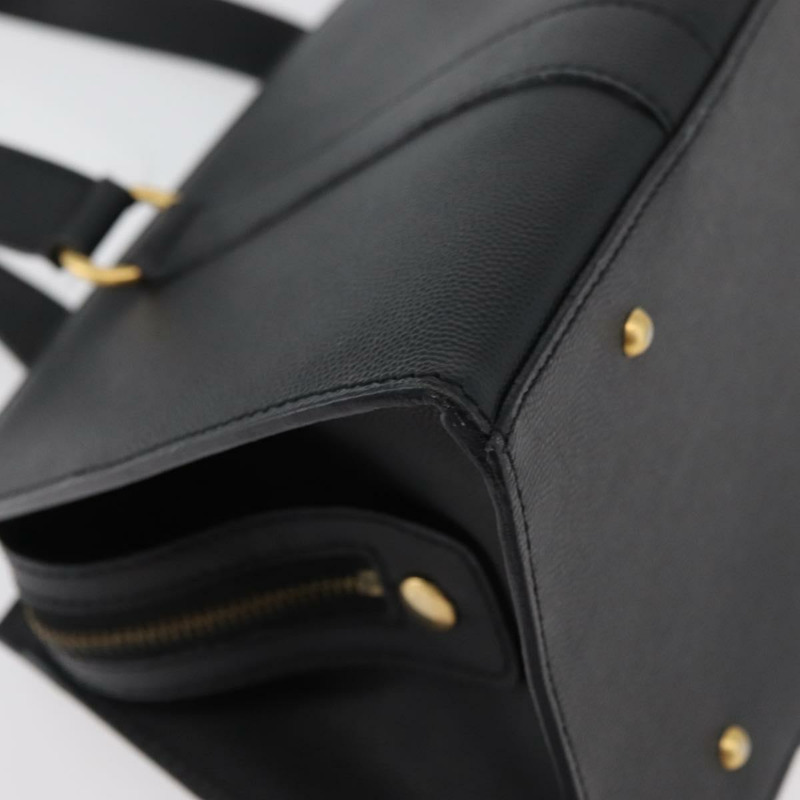 【日本直送】CELINE Triomphe 手提包，黑色金色皮革，正品 mr2394A-16