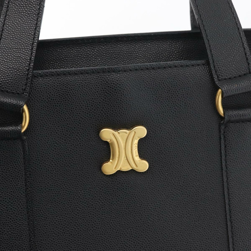 【日本直送】CELINE Triomphe 手提包，黑色金色皮革，正品 mr2394A-18