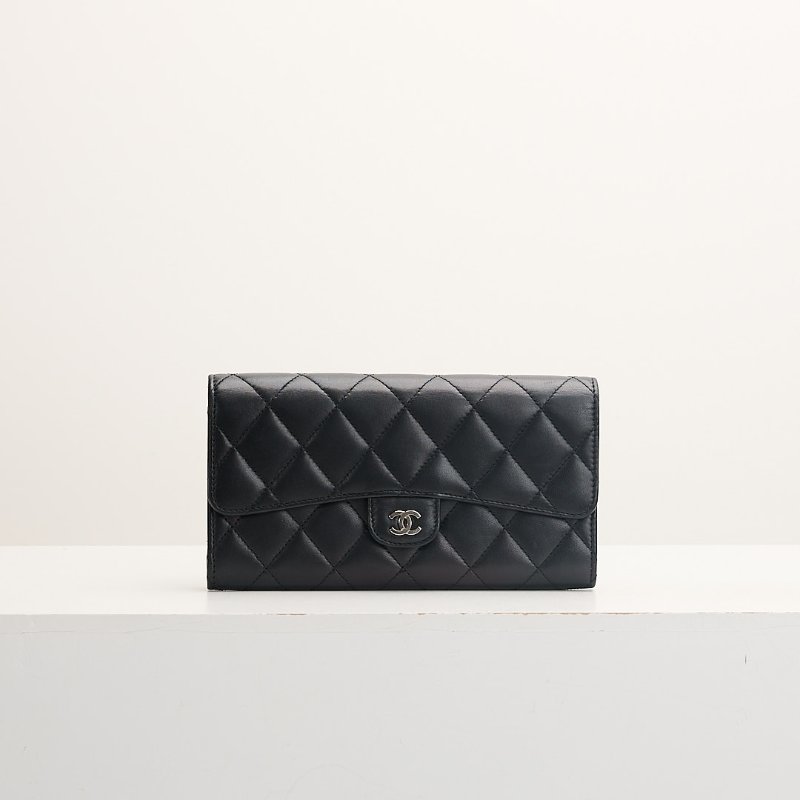 二手Chanel CF長夾/黑銀羊-1