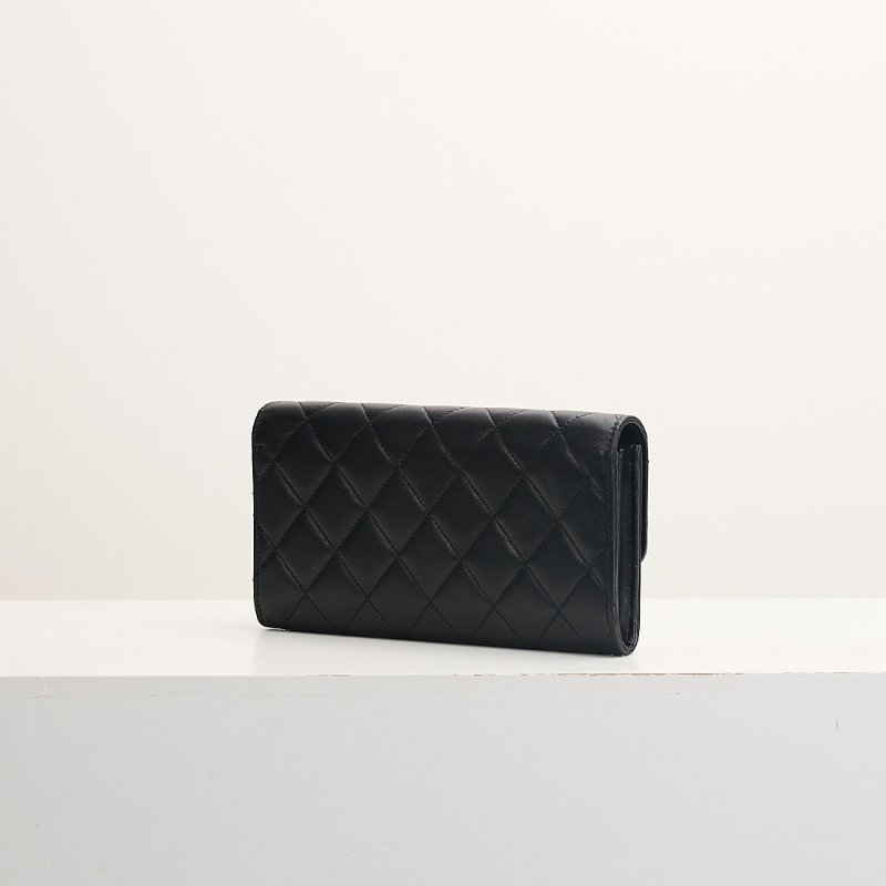 二手Chanel CF長夾/黑銀羊-3
