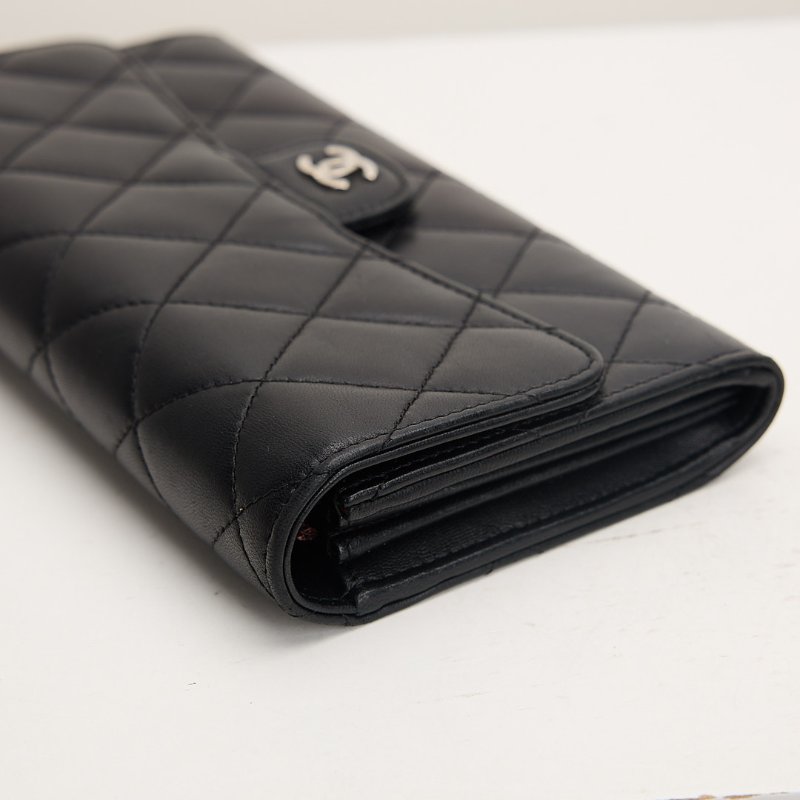 二手Chanel CF長夾/黑銀羊-6