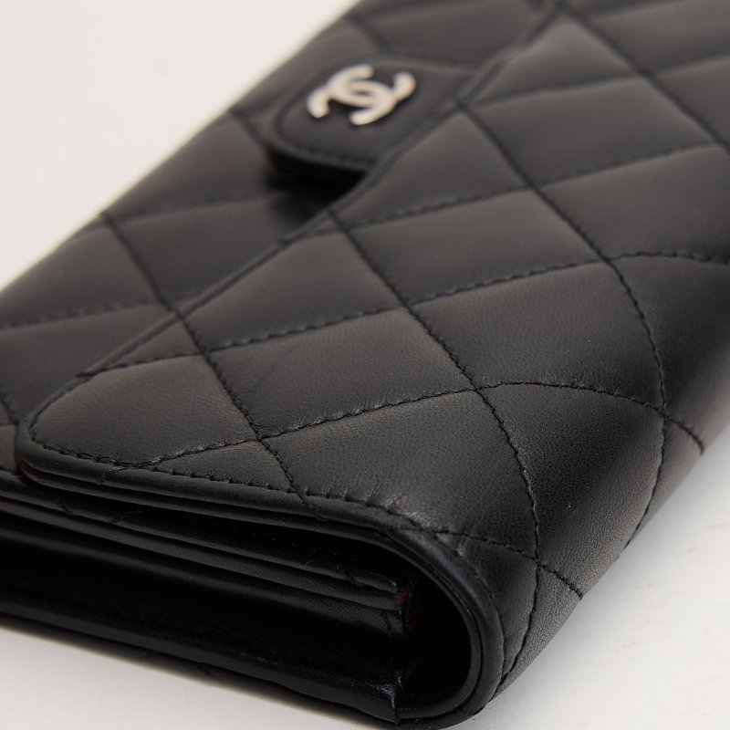 二手Chanel CF長夾/黑銀羊-8