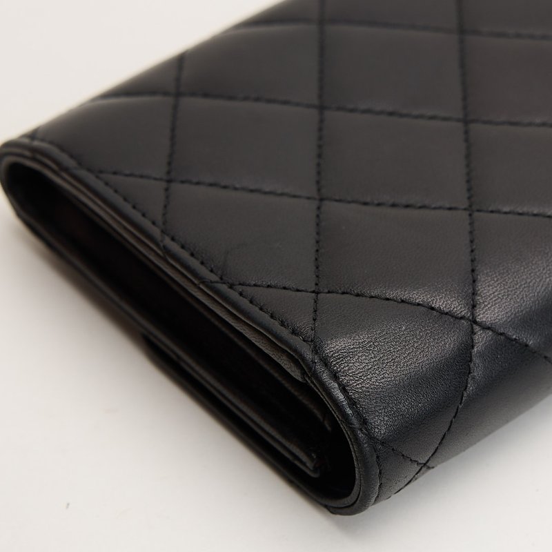 二手Chanel CF長夾/黑銀羊-9