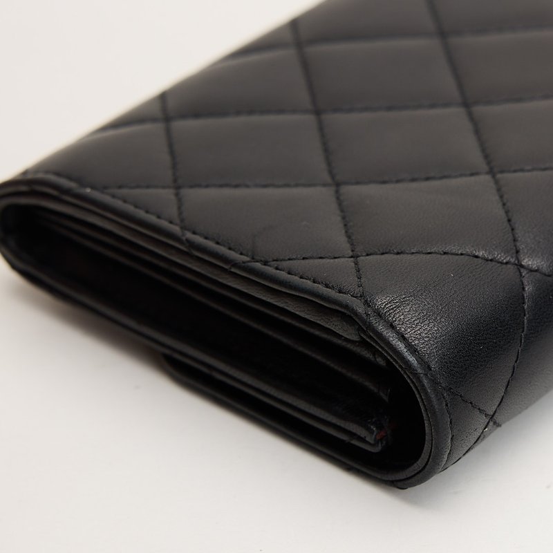 二手Chanel CF長夾/黑銀羊-10