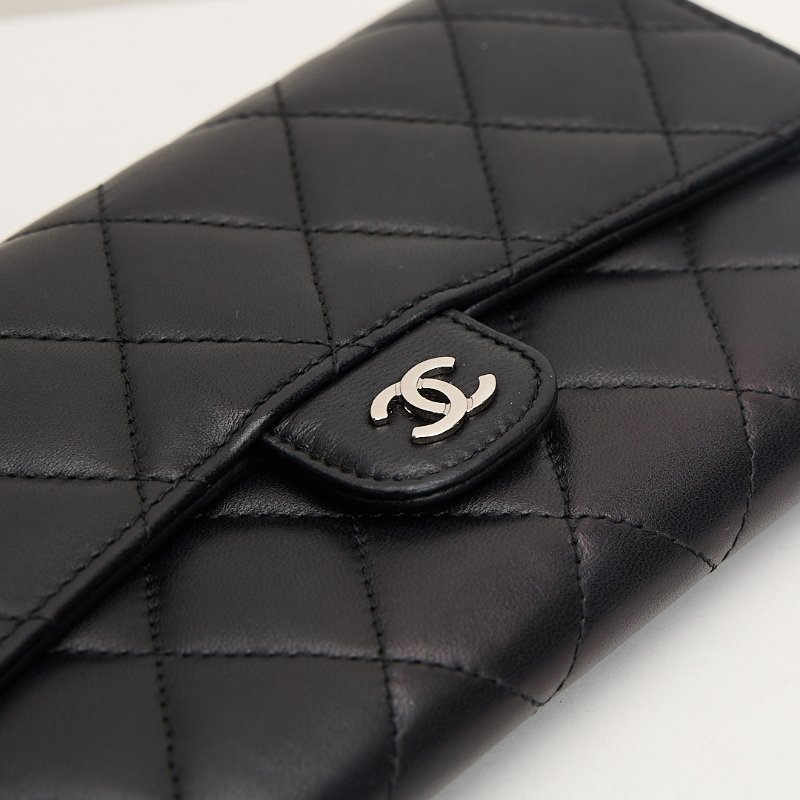 二手Chanel CF長夾/黑銀羊-13