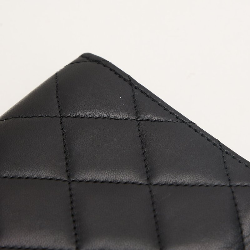 二手Chanel CF長夾/黑銀羊-15