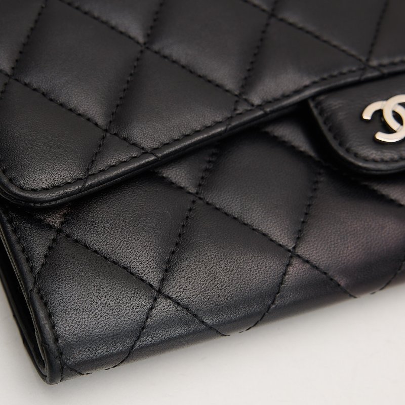 二手Chanel CF長夾/黑銀羊-21