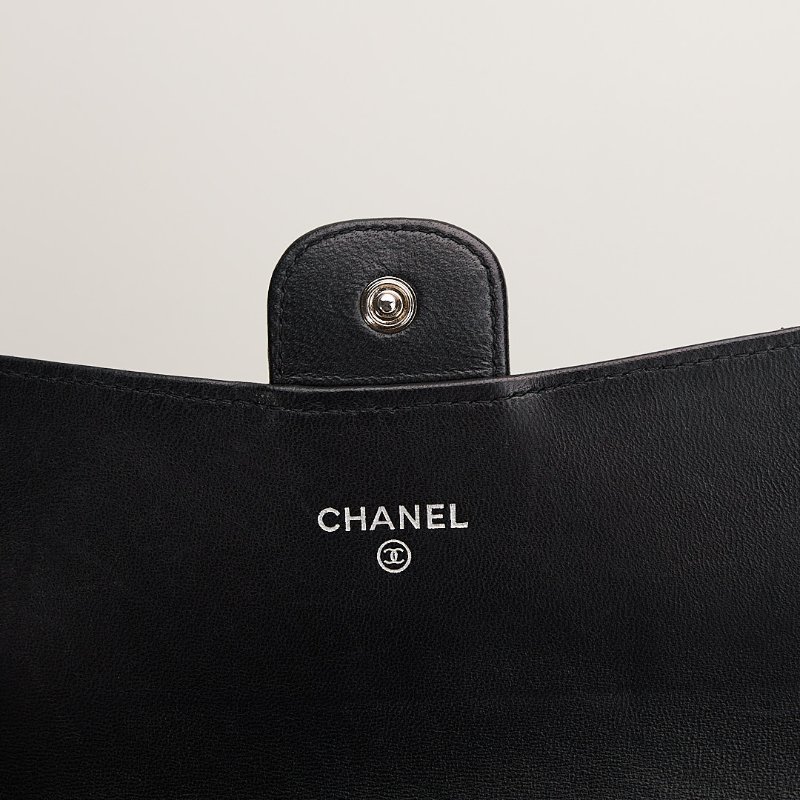 二手Chanel CF長夾/黑銀羊-22
