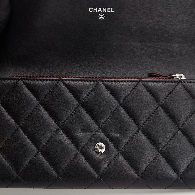 二手Chanel CF長夾/黑銀羊-24