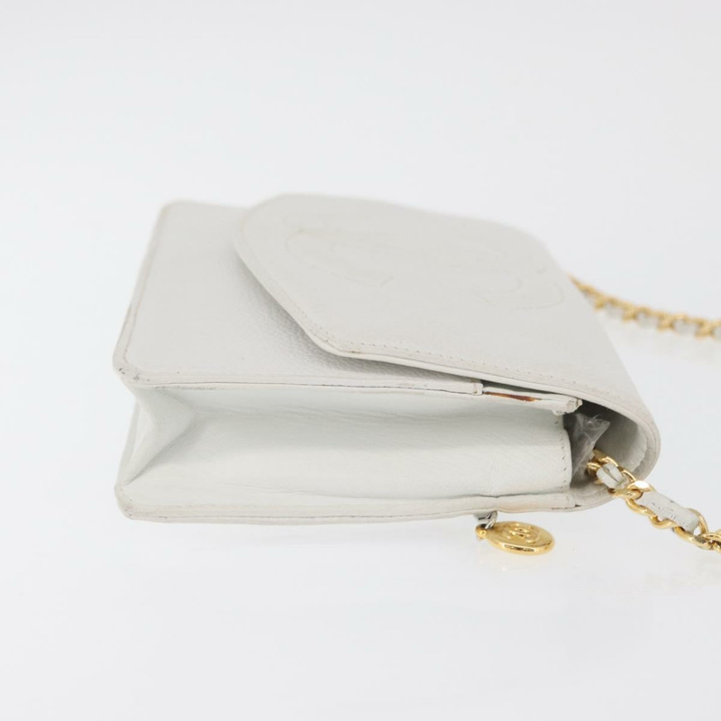 【日本直送】香奈兒鏈單背包 魚子醬紋白金 CC Auth mr2378A-2