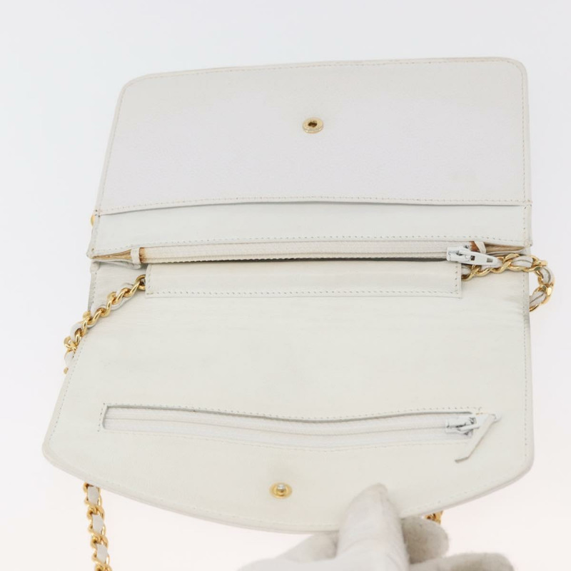 【日本直送】香奈兒鏈單背包 魚子醬紋白金 CC Auth mr2378A-9