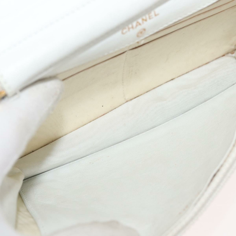 【日本直送】香奈兒鏈單背包 魚子醬紋白金 CC Auth mr2378A-10