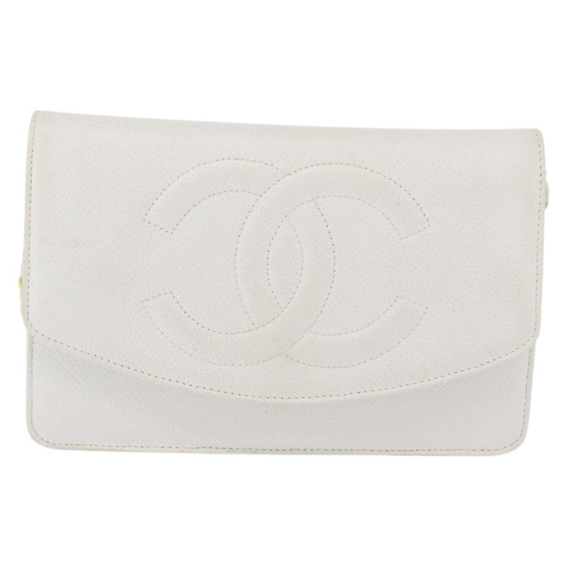 【日本直送】香奈兒鏈單背包 魚子醬紋白金 CC Auth mr2378A-12