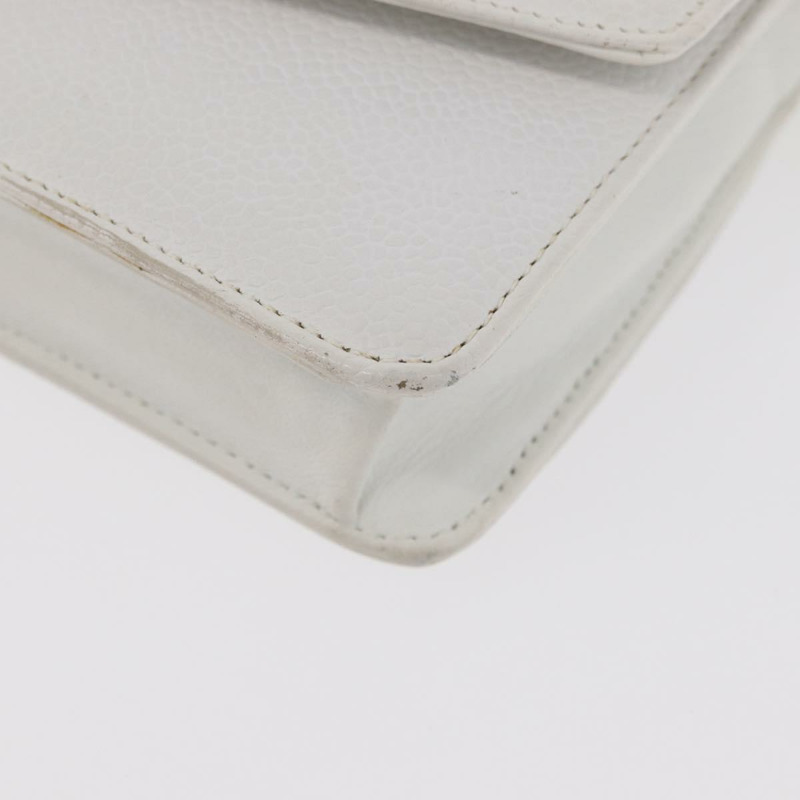 【日本直送】香奈兒鏈單背包 魚子醬紋白金 CC Auth mr2378A-13