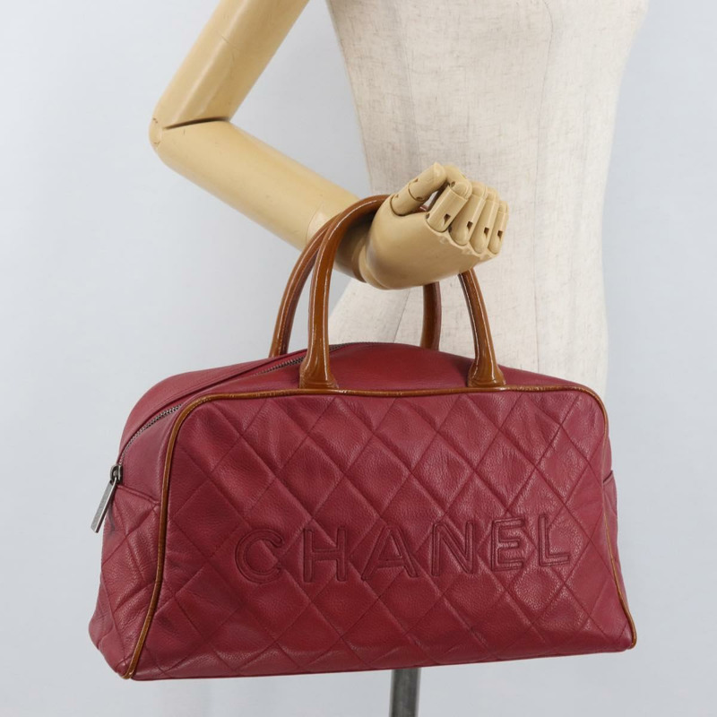 【日本直送】香奈兒波士頓包 魚子醬紋粉紅 CC Auth mr2346A-22