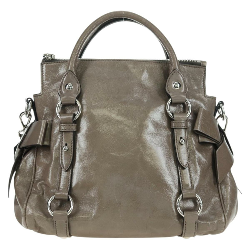 【日本直送】Miu Miu 手提包 真皮 兩用 棕色 銀色 正品 176201SAM-1