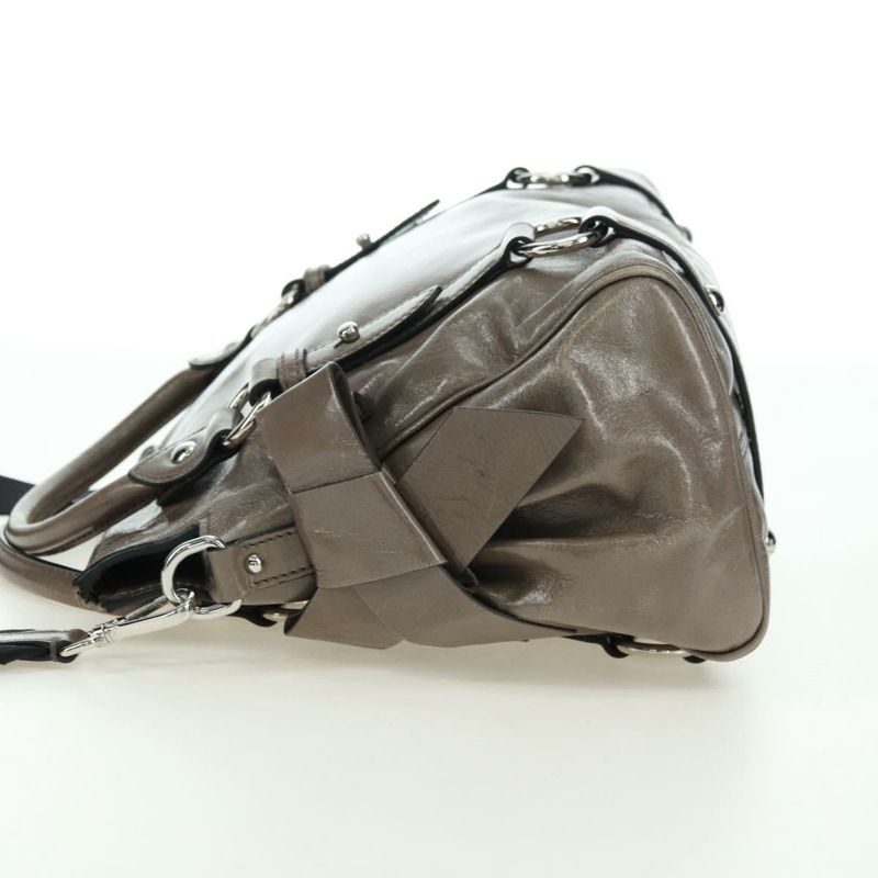 【日本直送】Miu Miu 手提包 真皮 兩用 棕色 銀色 正品 176201SAM-2