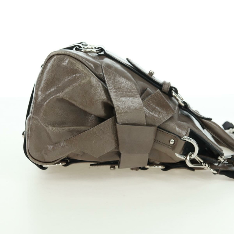 【日本直送】Miu Miu 手提包 真皮 兩用 棕色 銀色 正品 176201SAM-3